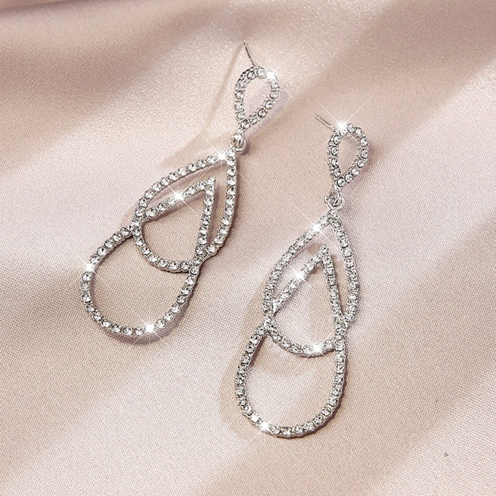 Rhinestone Double Teardrop Earrings